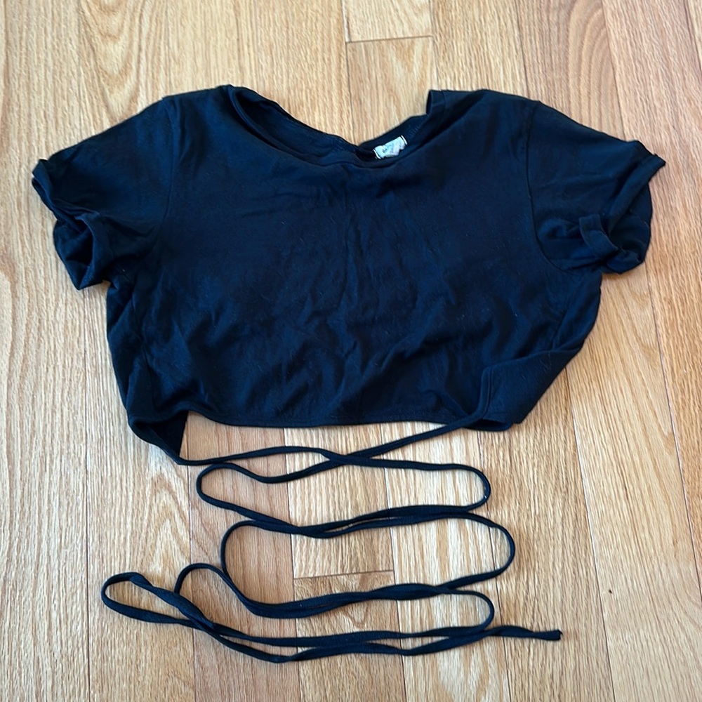 Garage Open Back Tie Crop Top